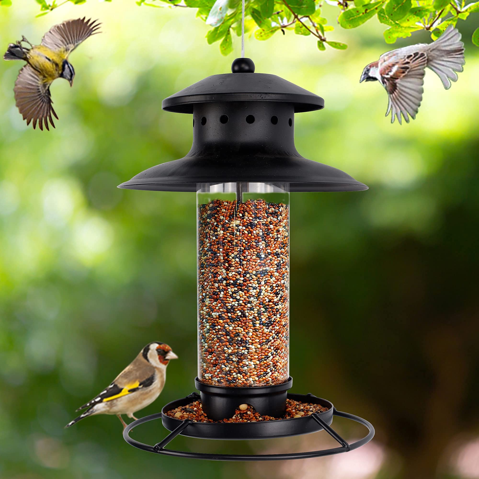 Lantern Shaped Bird Feeder Elfonsol Solar Bird Feeder For Outdoor