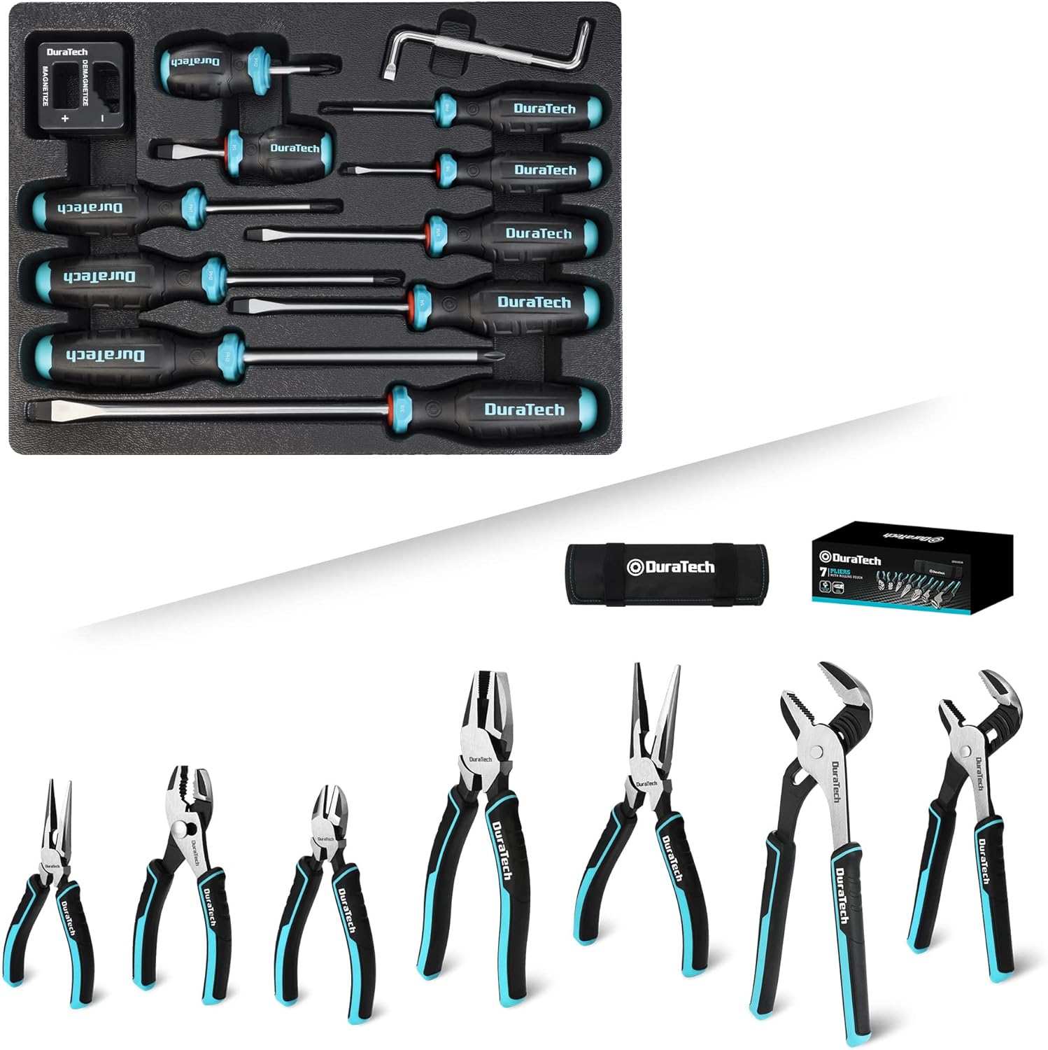 DURATECH 7-Piece Pliers Set & 12-Piece Magnetic Screwdriver Set