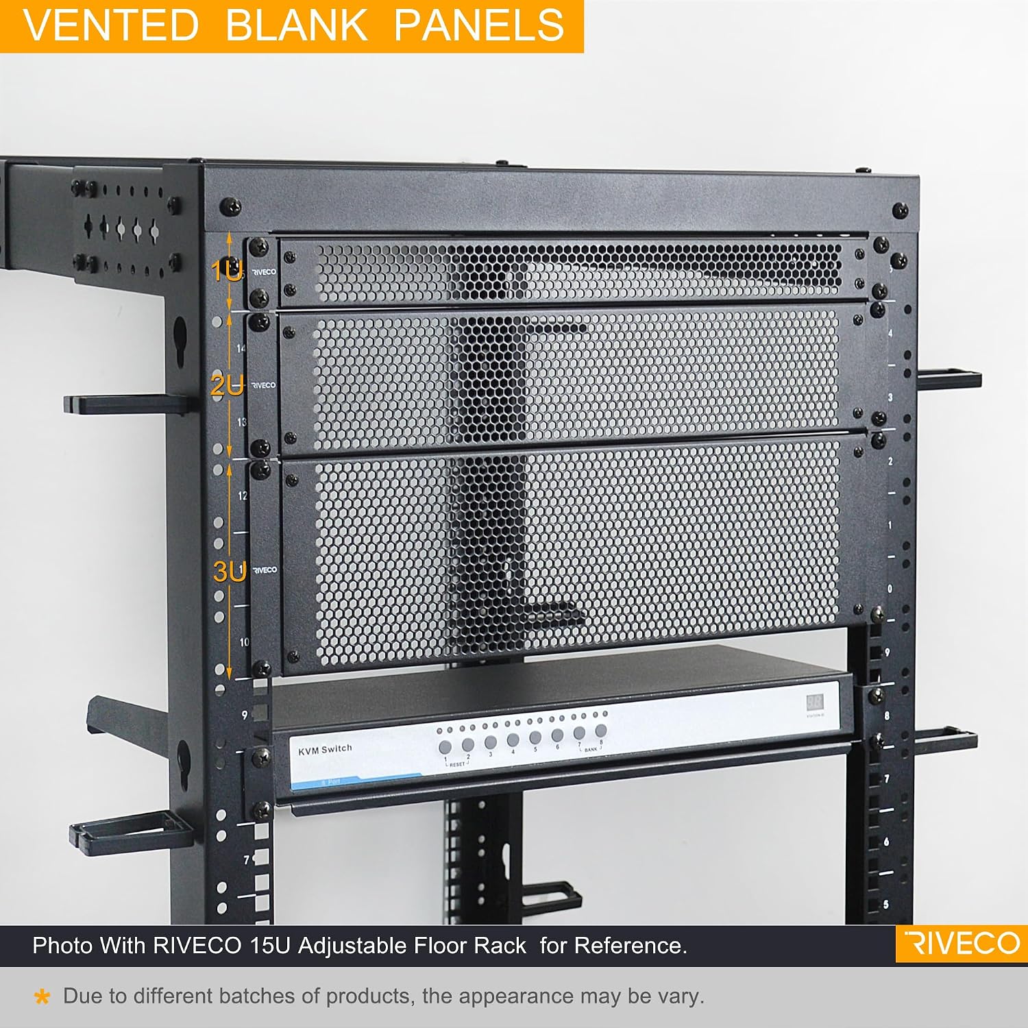 RIVECO 1U Vented Blank Panels for Rack & Cabinets Front Cover Panel 19-Inch Server & Network Rack Mount 2 PCS Black image 4