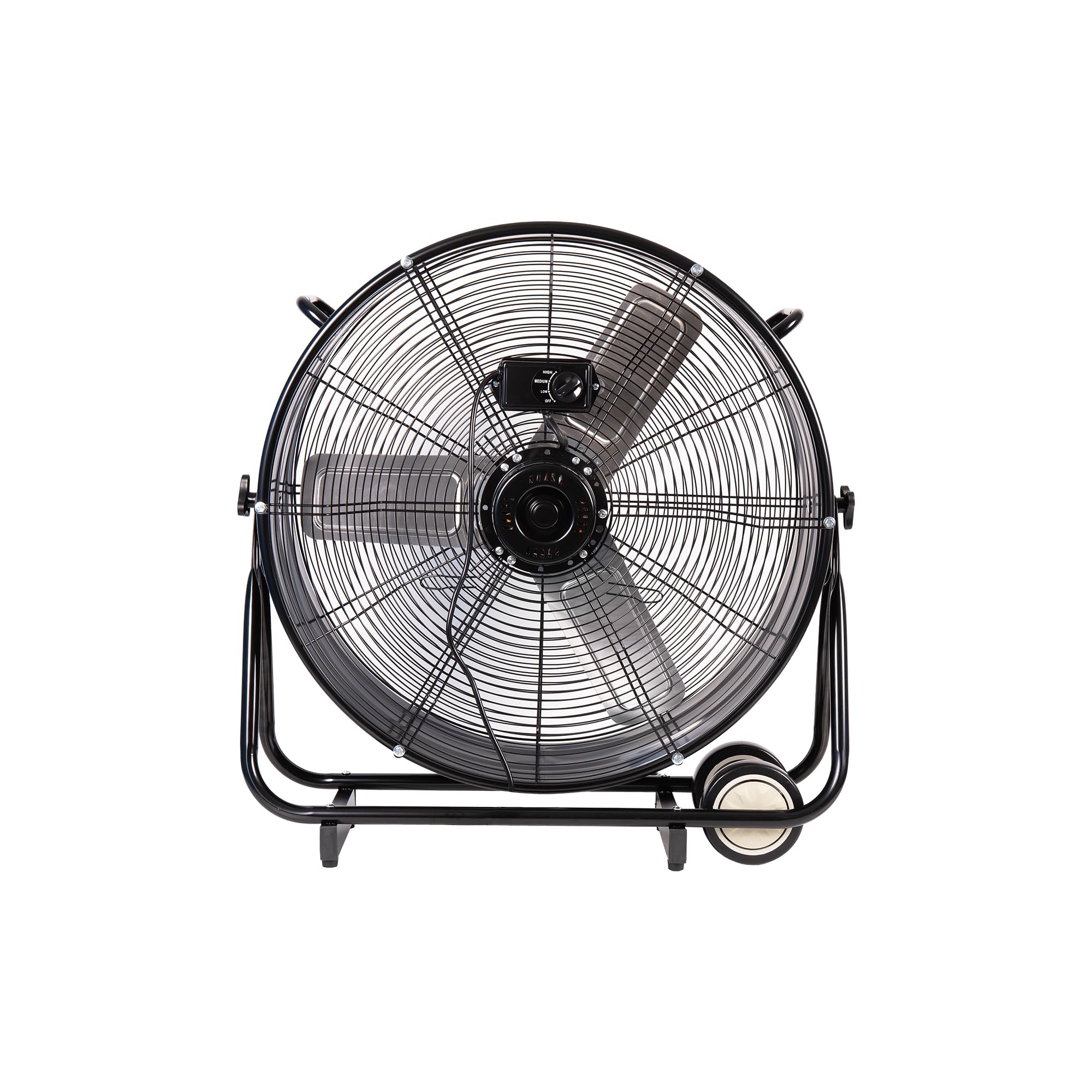 Cofan Ventilateur de sol industriel 3 vitesses, puissance 250 W, angle réglable, couleur noir, ventilateur avec roulettes et poignée, dimensions : 75 x 26 x 76 cm