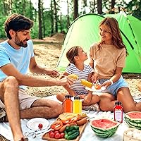 Vista 7 de Moretoes 12 botellas de plástico para jugo de 8 onzas con tapas, botellas de agua reutilizables vacías transparentes, recipientes desechables