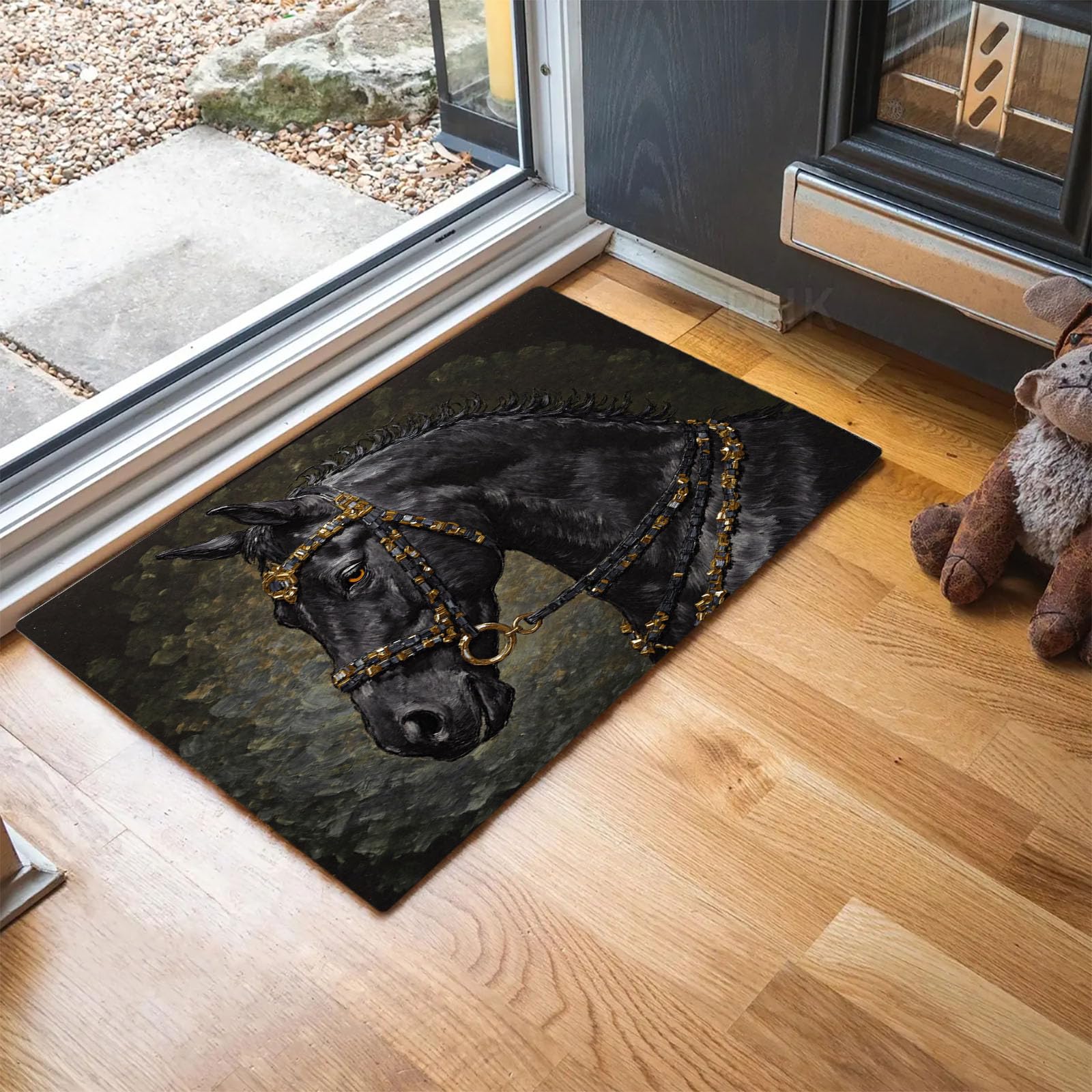 Paillasson d'entrée luxe noir tapis de sol de bain absorbant