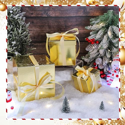 Miniatura 4 de Cholemy Caja de regalo de 5 piezas con tapa y cinta, 5 tamaños mixtos cuadrados anidados tarjeta de recuerdo, cajas de regalo, caja de regalo, cajas