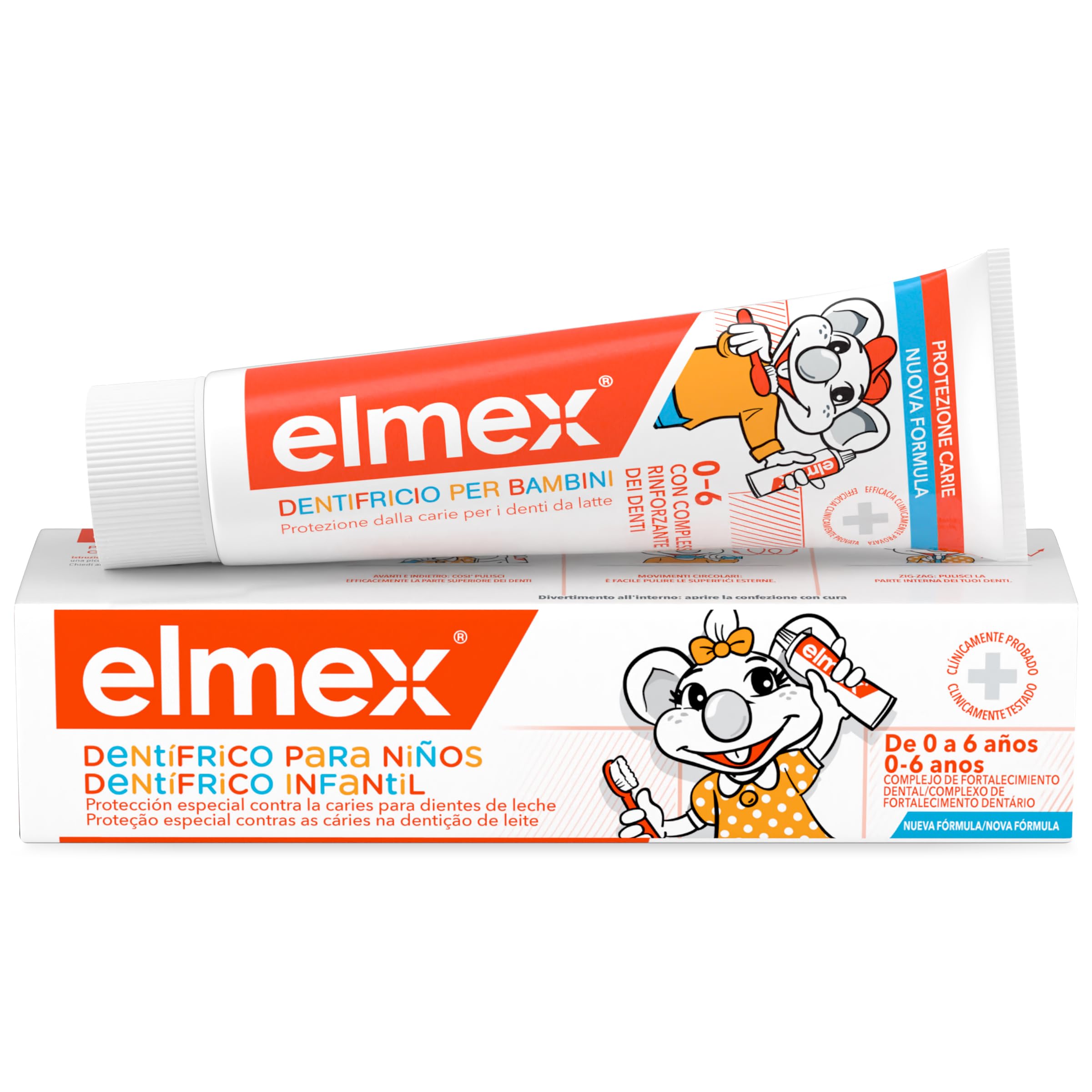 Elmex Niños Protección Caries Pasta de Dientes Infantil, 1 Ud x 50 ml, Protege contra la Caries, Dentífrico para Niños 0-6 Años, Contiene 1000ppm de Fluoruro de Amina