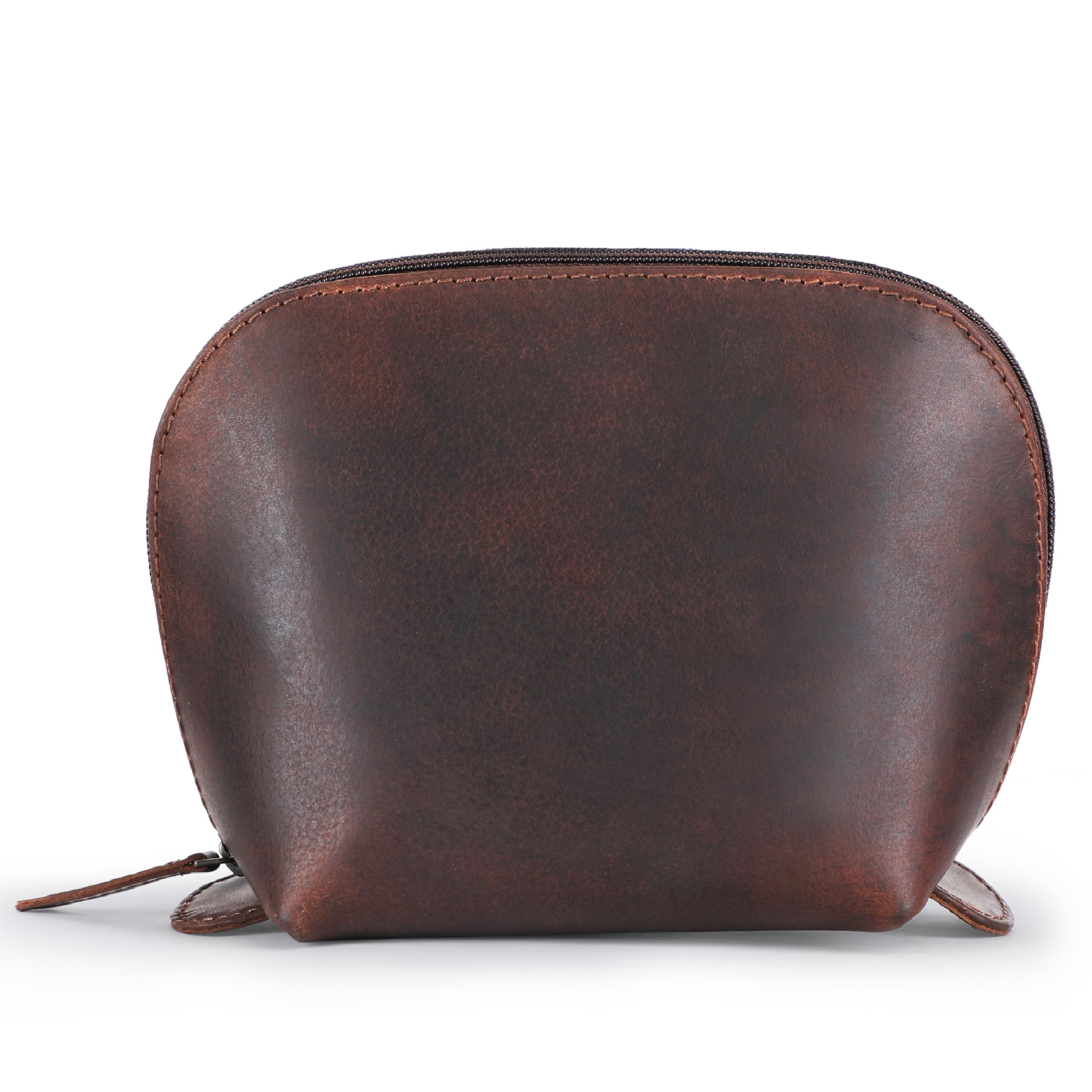 TheAntiq Genuine Leather Toiletry Bag for Men & Women, Leather Makeup Bag, Travel Dopp Kit Organizer with YKK Zipper, Handmade Cosmetics Case for
