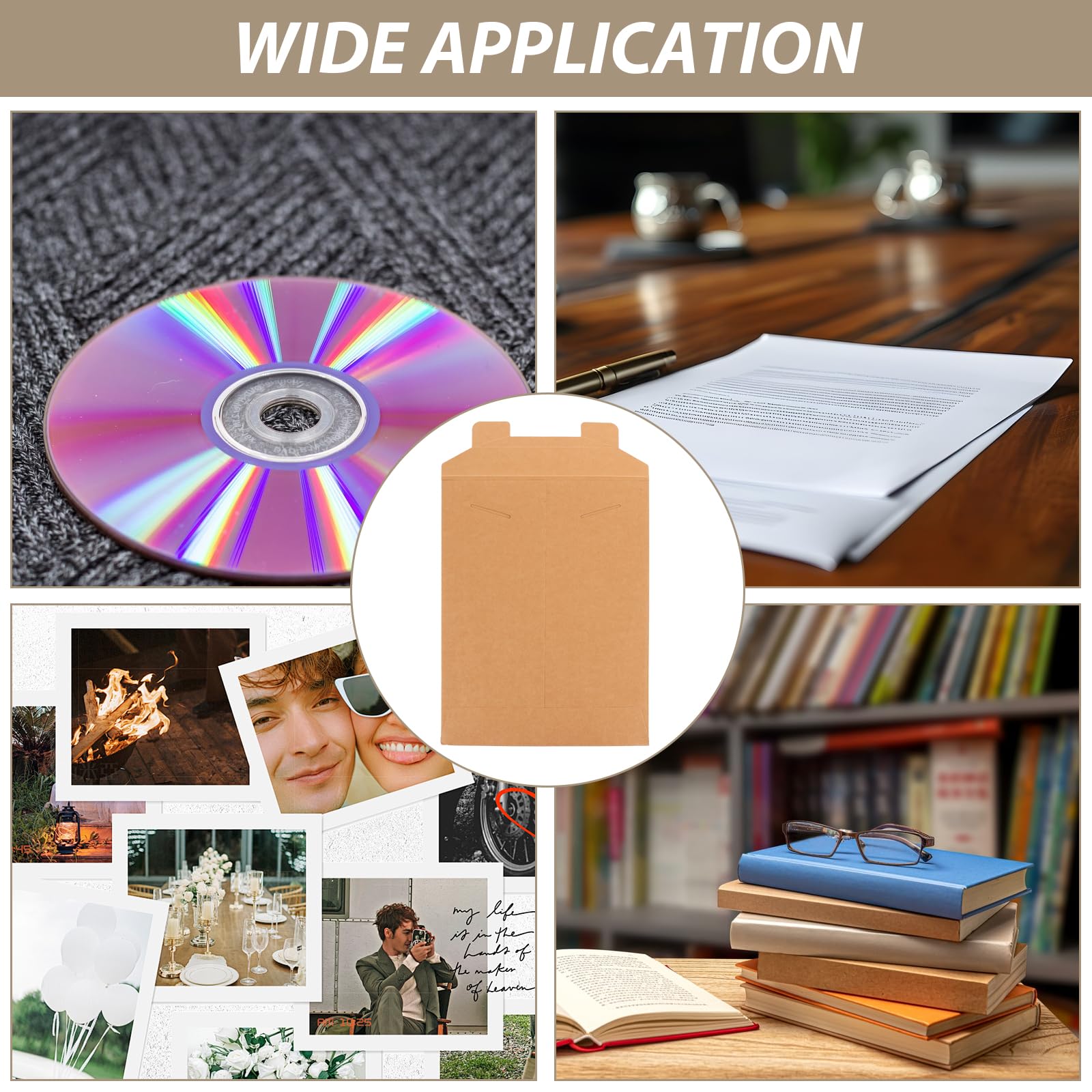 Paquete de 25 sobres rígidos marrones de 12 x 16 pulgadas, sobres rígidos de papel kraft resistente, sobres de cartón rígido de doble pared para envío, fotos, documentos, tarjetas de regalo, CD