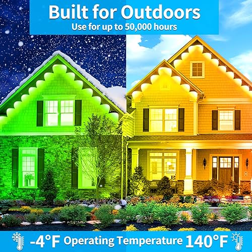 Miniatura 5 de Luces permanentes para exteriores de 300 pies, luces LED impermeables IP67, luz exterior con aplicación/control remoto, luces permanentes de Navidad