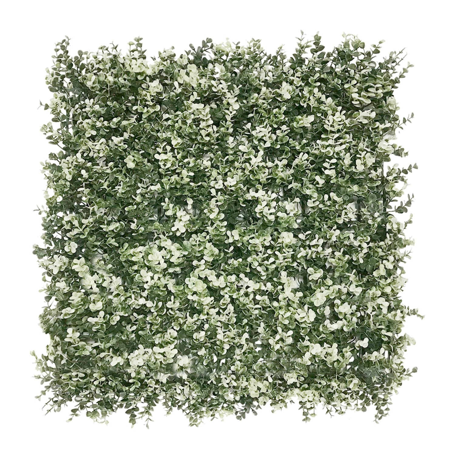 Windscreen4less 10 PCS 20"x20" Artificial Boxwood Panels Faux Plant Grass Green Wall Panel Decoration for Outdoor Indoor Garden Backyard (Buxus White)