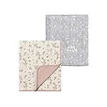 CREVENT 2Pcs 30\'\'X40\'\' Cute Cozy Fluffy Warm Baby Blankets for Infants Toddlers\' Bedding Crib Cot Stroller - Grey Cloud + Muslin Flower