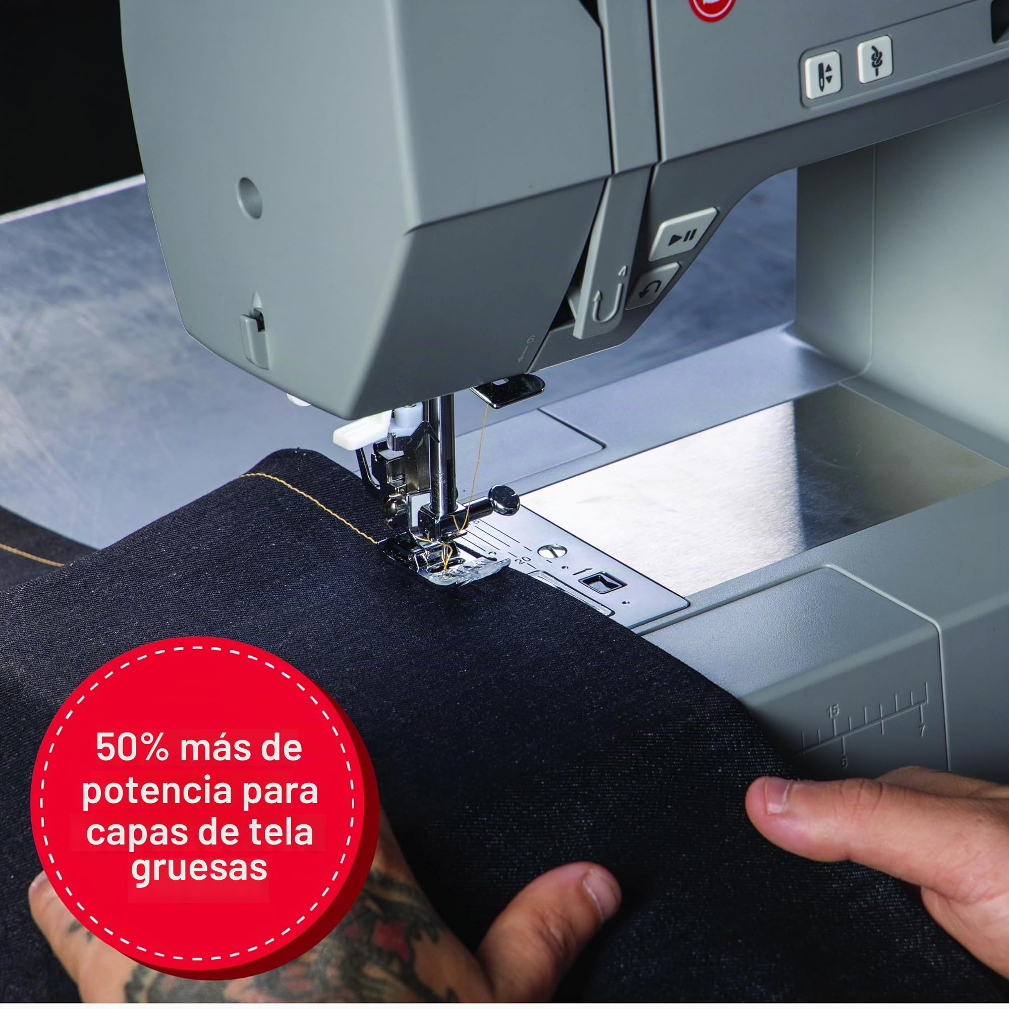 SINGER® Máquina de coser resistente 6800C | 50% más de potencia, alta velocidad y letras | Accesorios especiales | Ideal para mezclilla, cuero, vinilo y telas | Fácil para costura resistente y