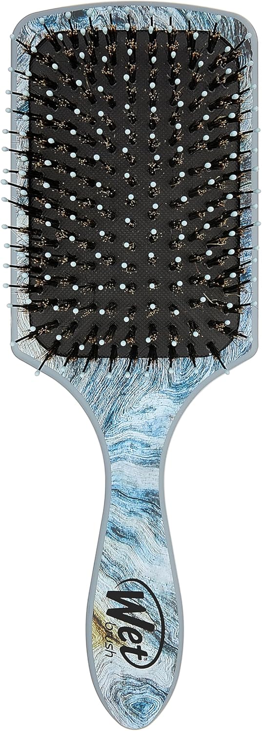 Wet Brush Paddle Shine Enhancer with Argan Oil, Distressed Wood - Ultra-Soft IntelliFlex Detangling Bristles with Boar Bristles For A Smooth & Shiny Finish - Pain-Free Hair Brush For Women & Men