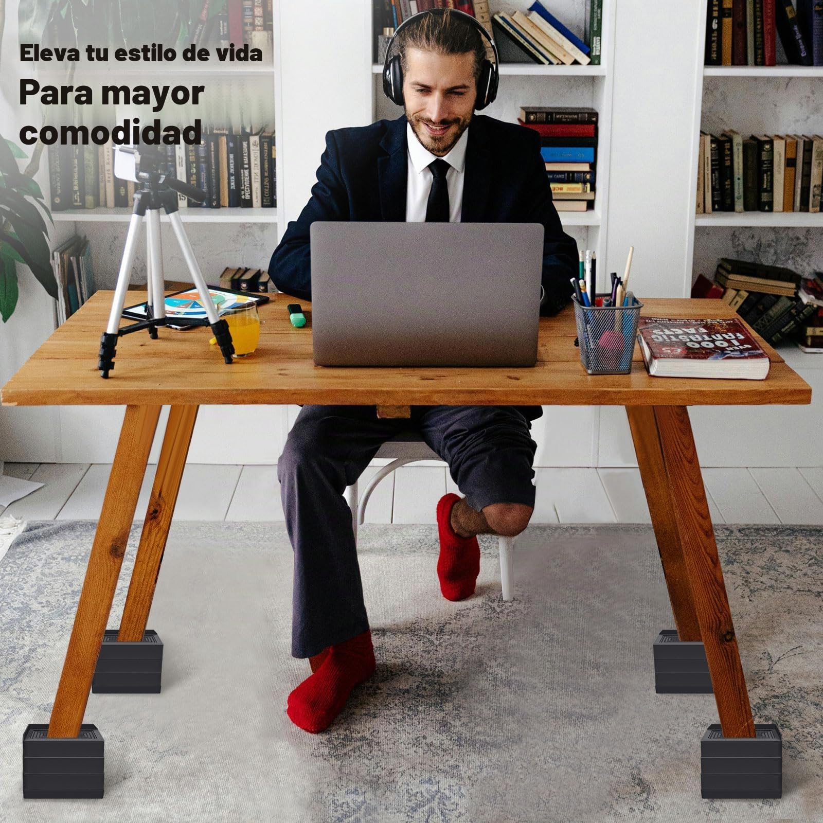 ANNKUT Paquete de 12 elevadores de Cama rectangulares, elevadores de Muebles Ajustables de 4 Pulgadas para Cama, sofá, Mesa y sillas de elevación a 1.5, 3 o 4 Pulgadas, soporta hasta 1.3 Libras (4