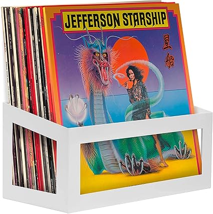 Indian Decor 5081 Wall Mount Vinyl Record Storage 25-Album Display Holder | White | One Pack