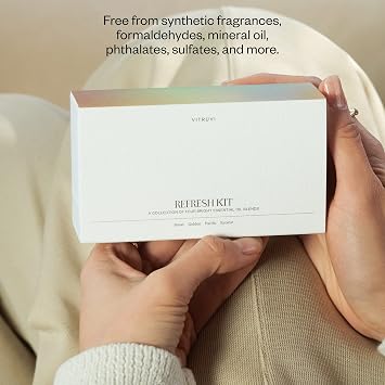 Vitruvi Refresh Essential Oil Kit 4x5ml Blends | 100% Pure Aromatherapy for Uplifting & Energizing | Includes Boost, Golden, Pacific & Retreat Blends - Oil Set