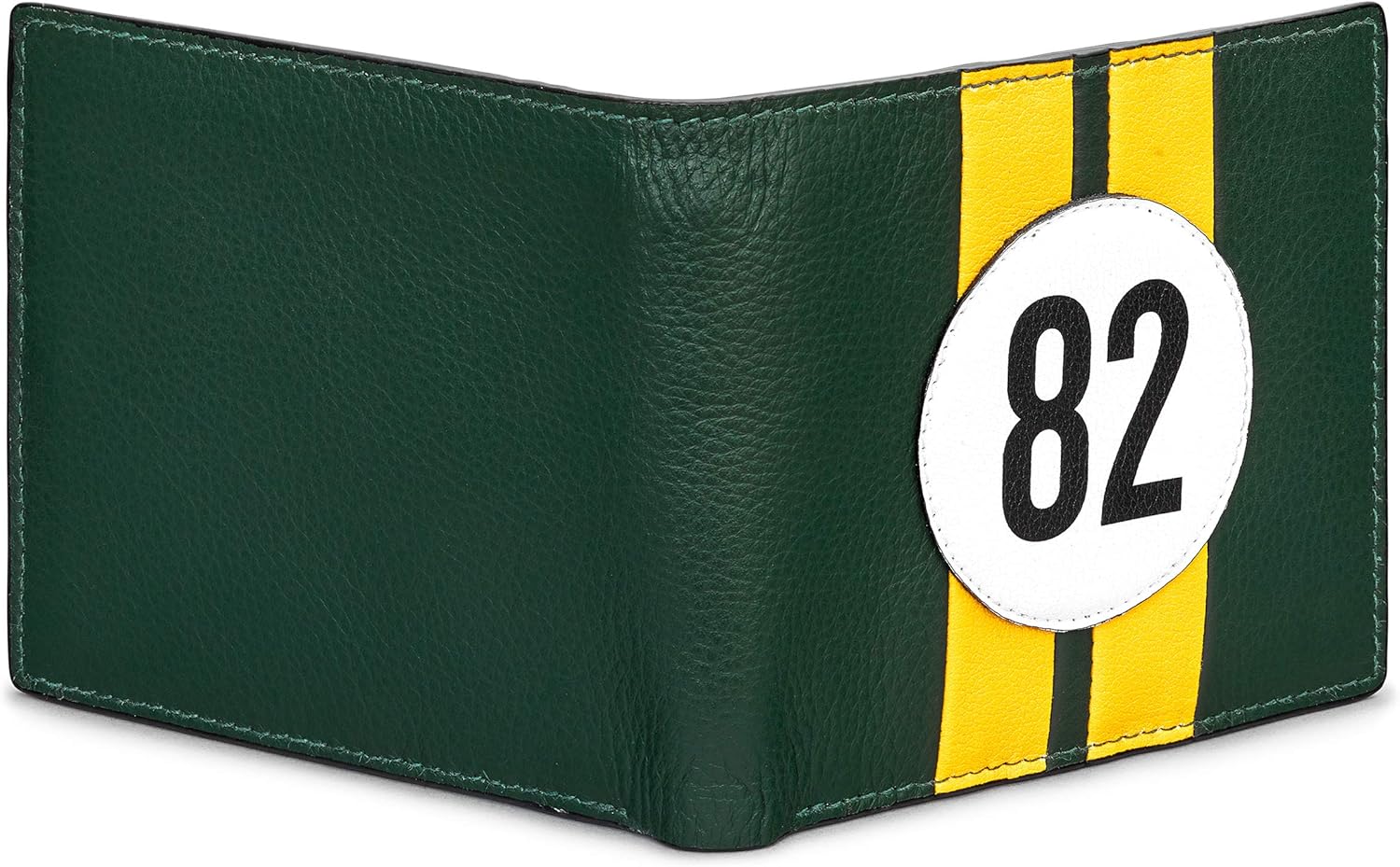 Racing Green Leather Mens Bi-Fold Wallet With Car Livery #82 By Yoshi