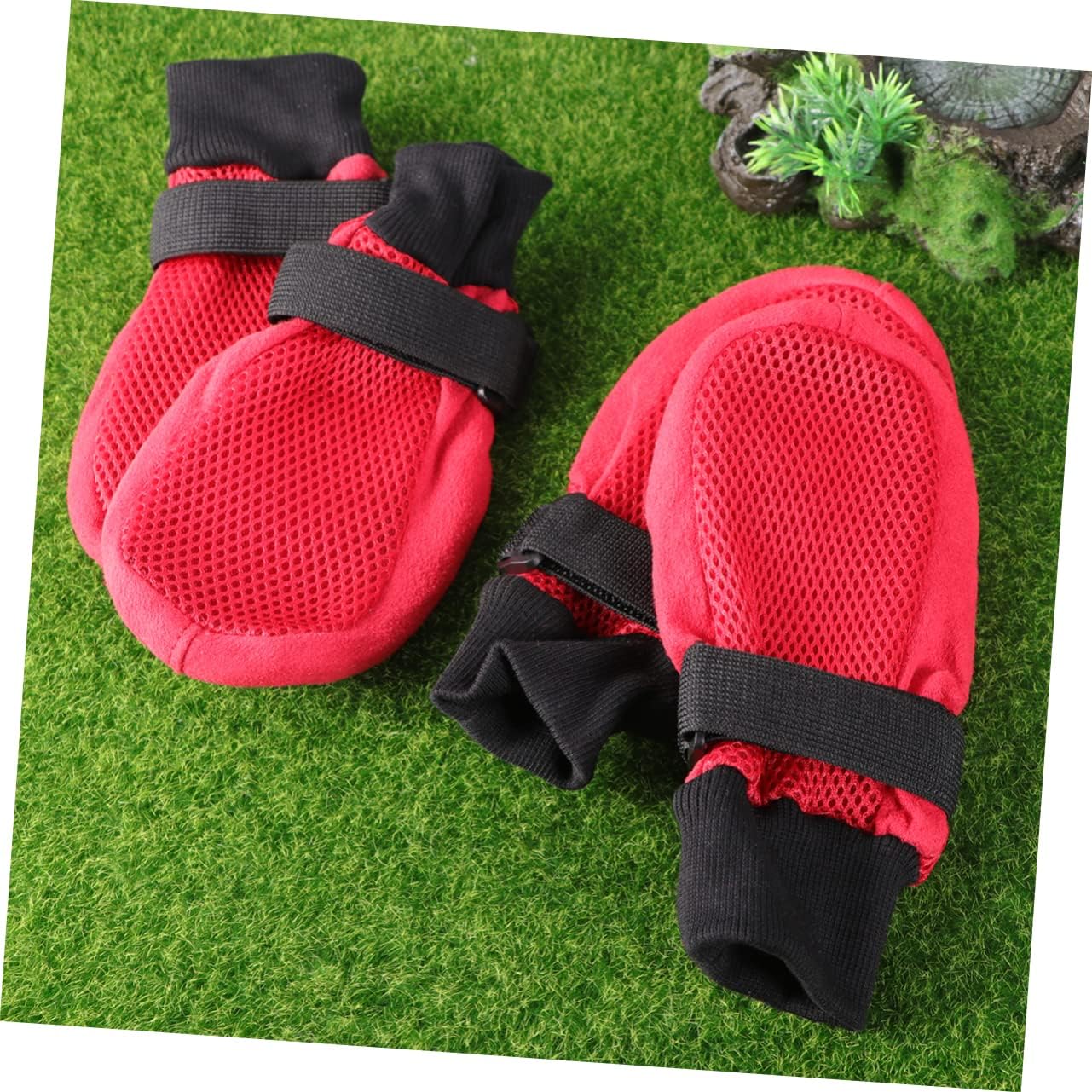 NOLITOY 3sets Breathable Mesh Dog Boots Non- Sole Red Paw for Outdoor Activities and Weather Conditions