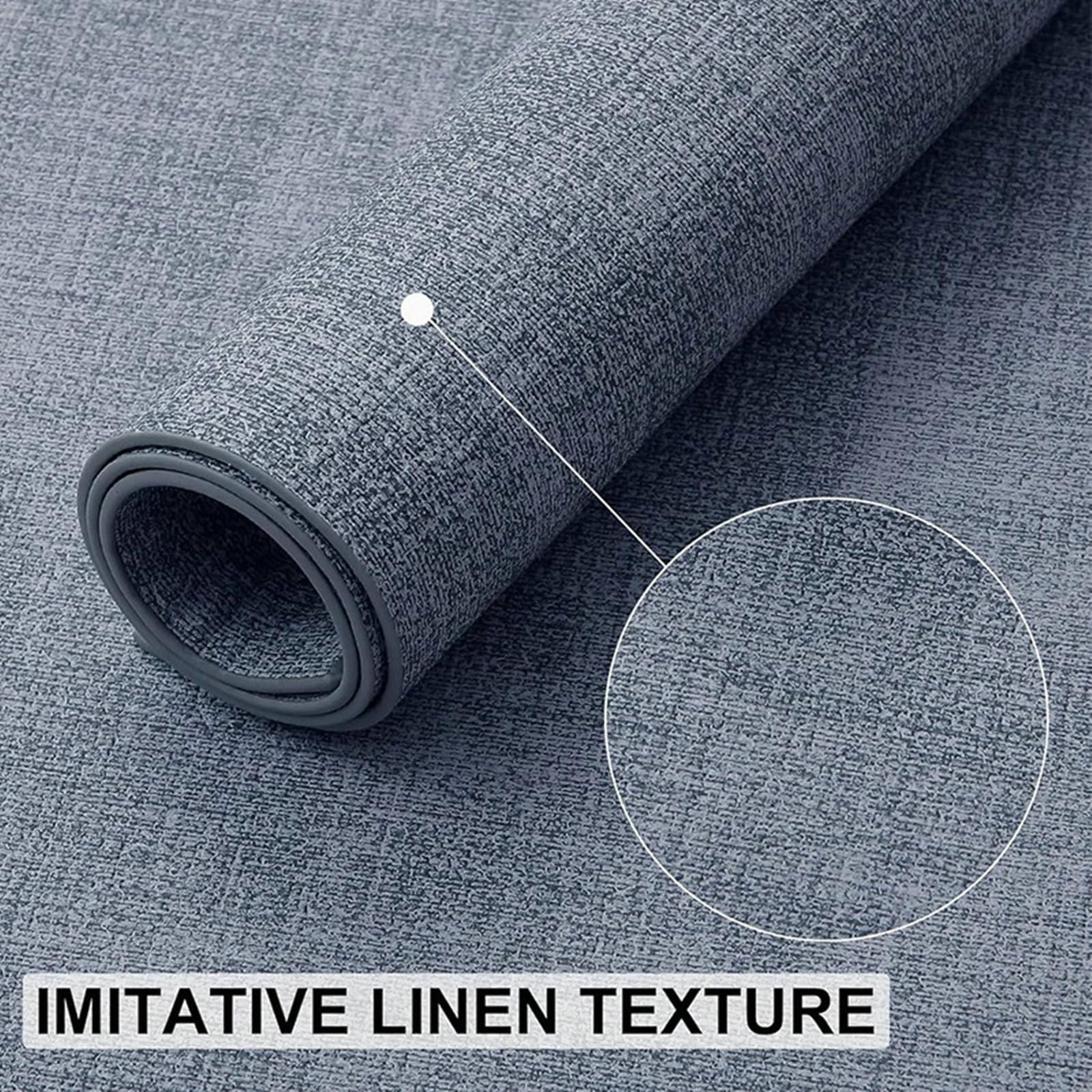 Tovagliette Americana Lavabili Rettangolare, Set di 8 Tovaglietta Americana Semplice Texture di Lino Imitativo Reversibile Tovagliette Pelle PU Antiscivolo, Grigio Blu, 43x30CM