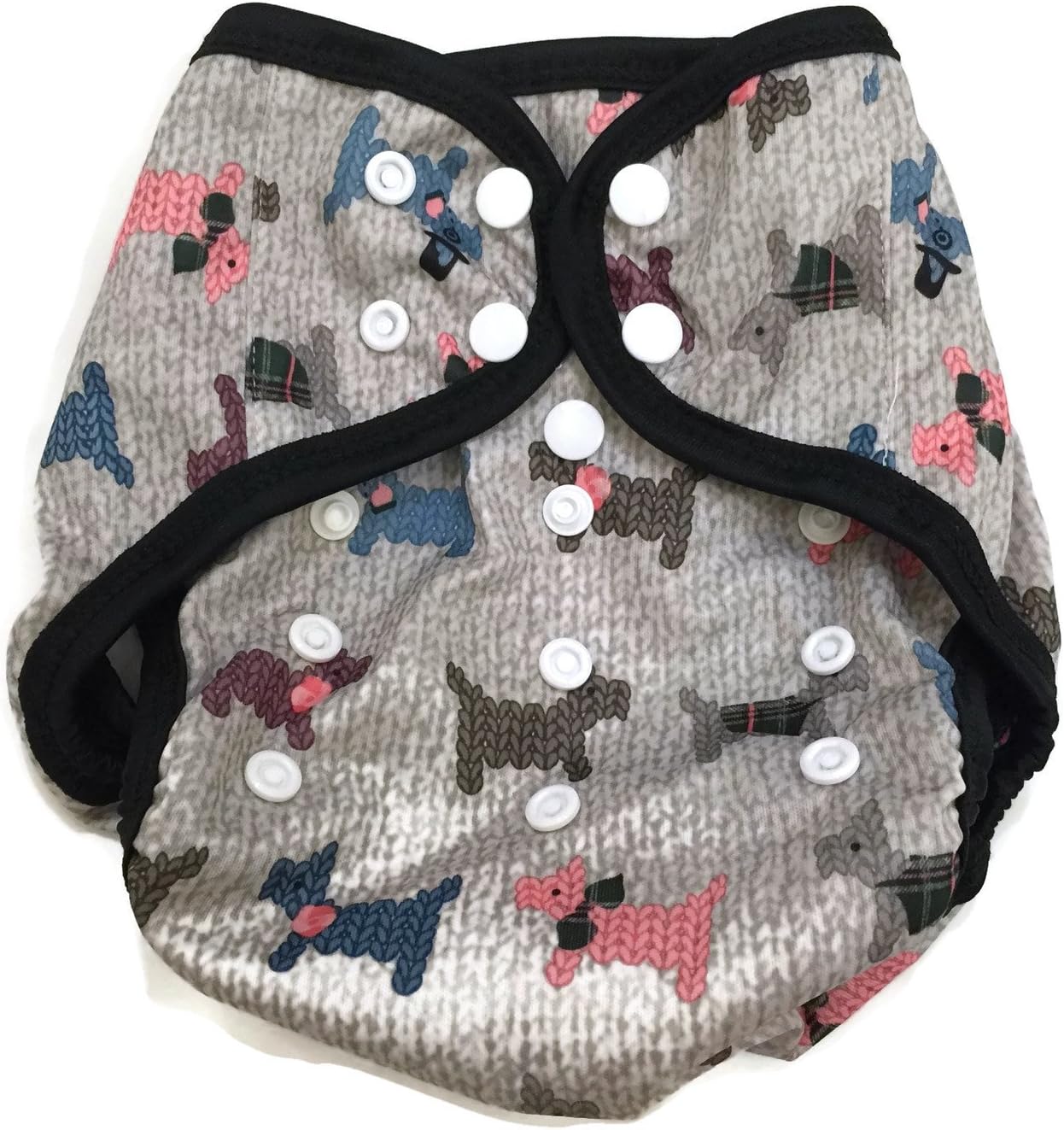 BB2 Baby One Size Printed Black Gussets Snaps Cloth Diaper Cover for Prefolds