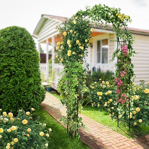 Miniatura 2 de Tangkula Cenador de jardín, arco de metal con enrejado para plantas trepadoras, rosas, enredaderas, arco de jardín al aire libre para boda, fiesta