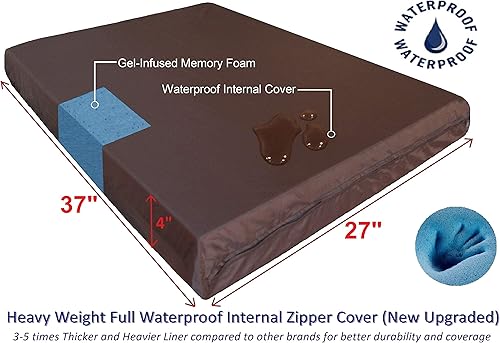 Miniatura 2 de Dogbed4less, cama para perro grande, ortopédica, gel inyectado, espuma de memoria de enfriamiento, forro impermeable y colcha duradera, tamaño