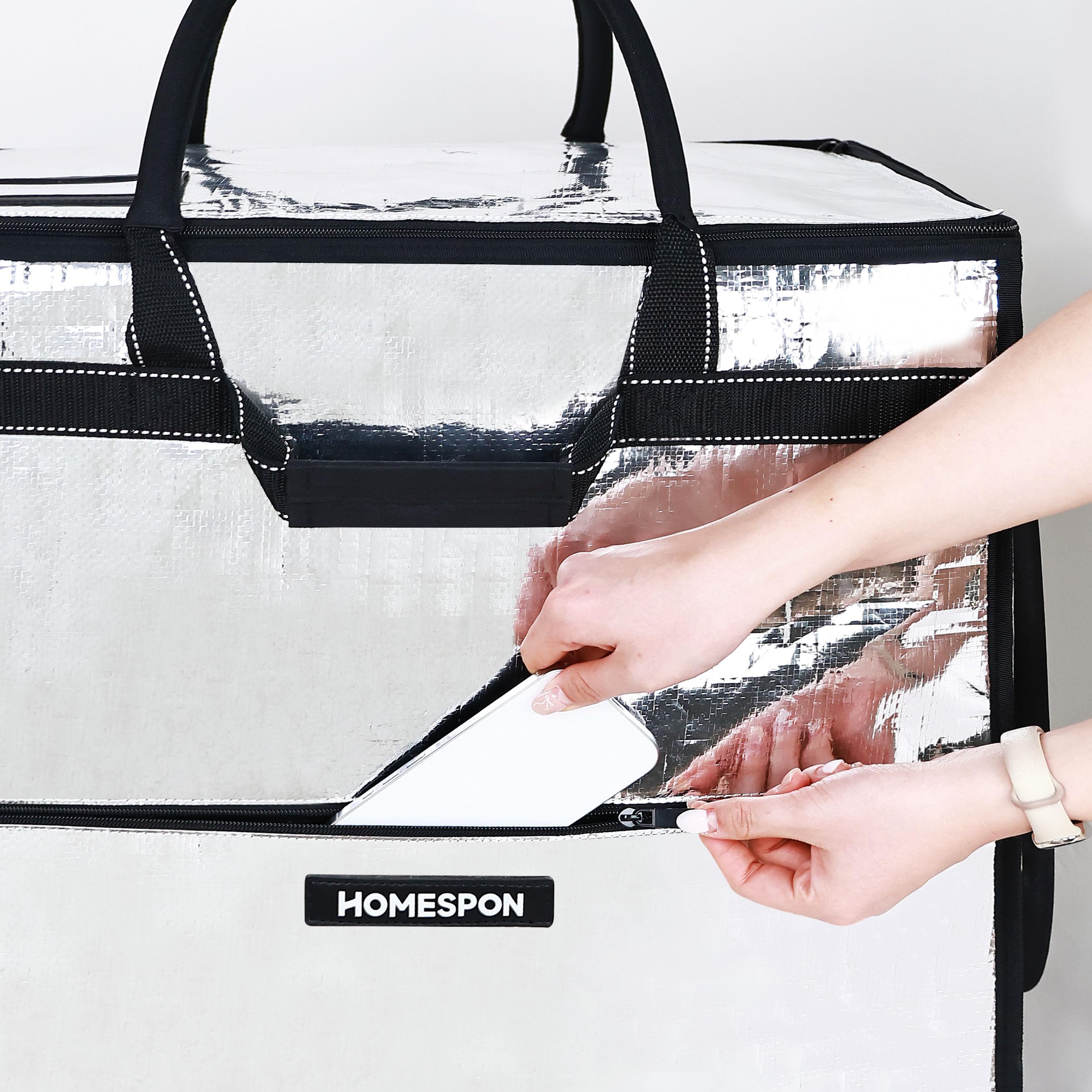 HOMESPON Carrito de Carreras Plegable con Ruedas Grande Impermeable Bolsa de Carreras Reutilizable con 5 asas Robustas