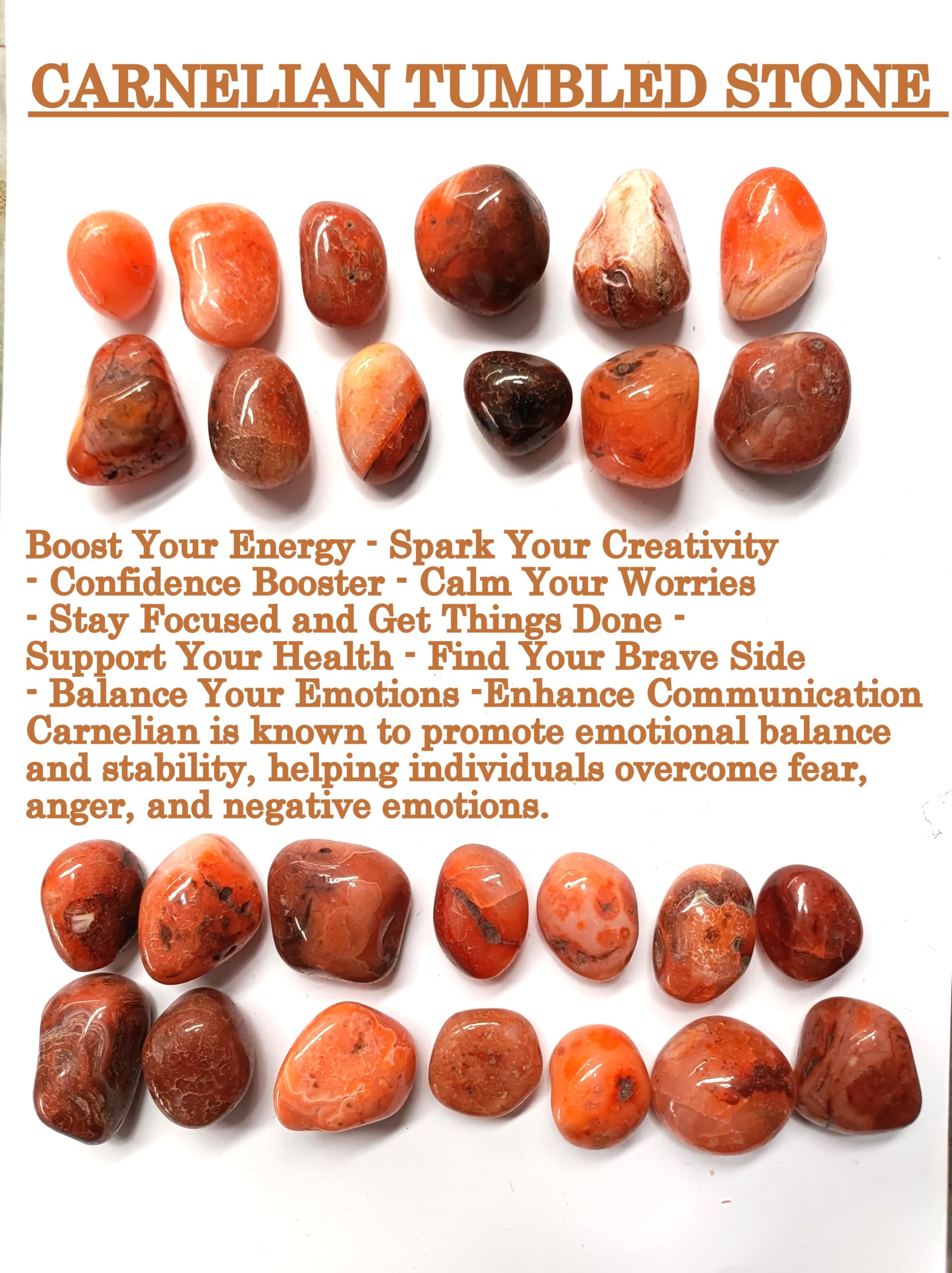 Amazon.com: Jet Carnelian Tumbled Stones (100gm) – Natural