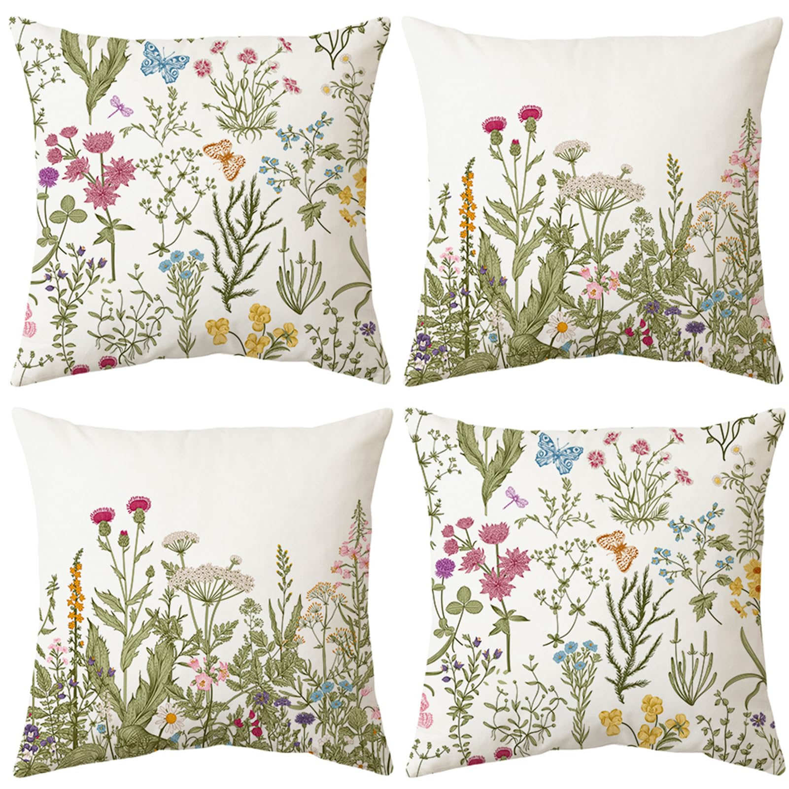 Bestash Fundas Cojines 45x45 Juego de 4 Fundas de Cojines Terciopelo Funda Cojin Decorativas Modernas para Cama Decoración Sofás Sala de Estar Dormitorio（Flor Pequeña）