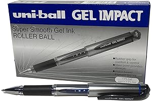 Uni-ball Impact Gel 153S Rollerball Pens Blue 1mm Pack of 12