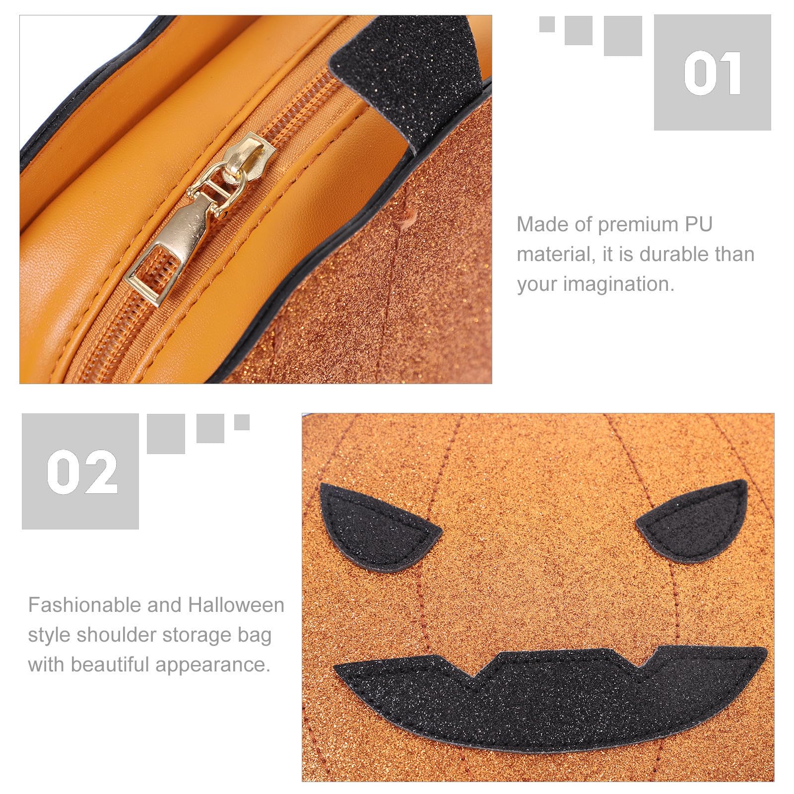 VICASKY Borsa Donna Halloween a Forma di Zucca, Oro, PU