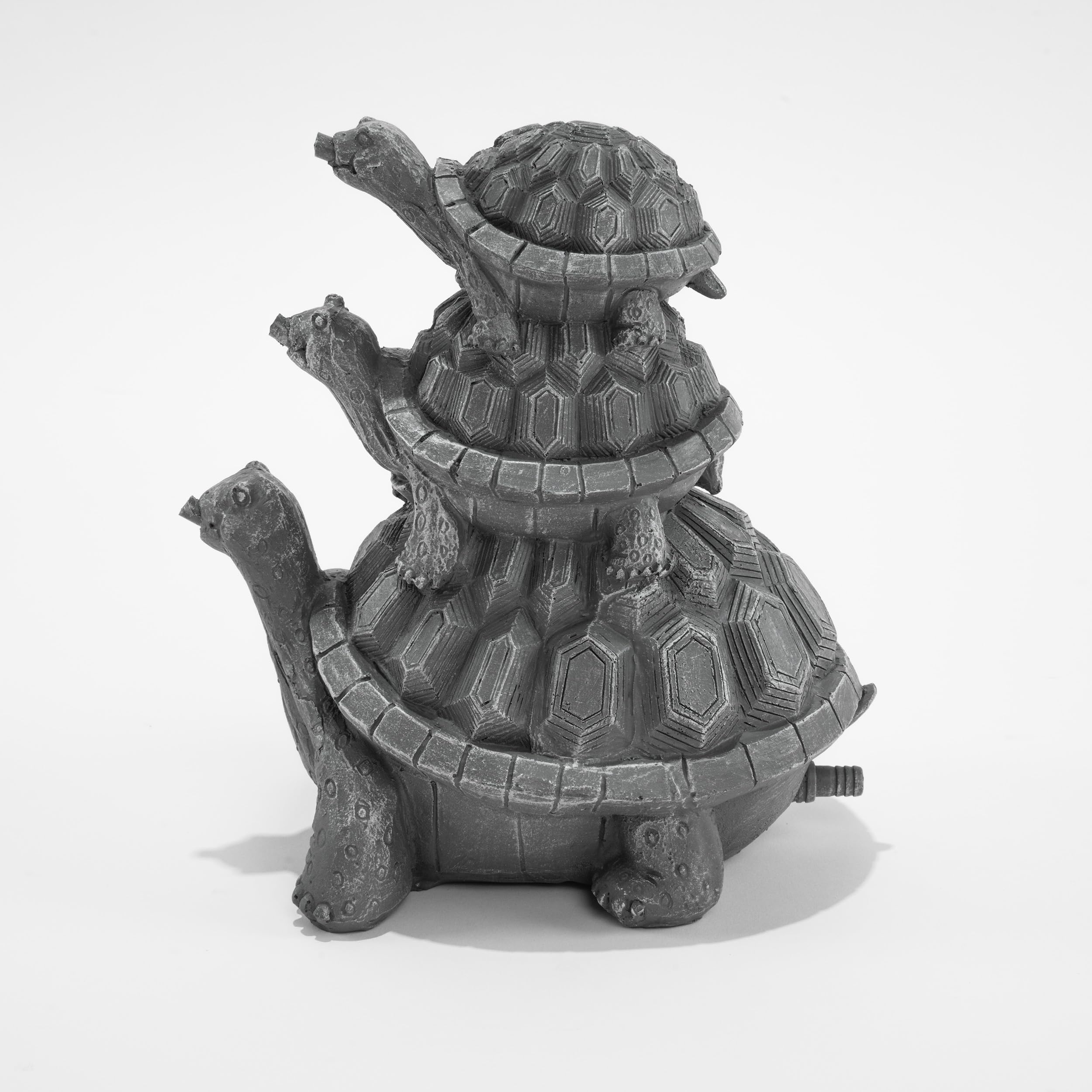 Esotec Wasserspeier Schildkröten Trio, Brunnenfigur für Teich & Garten aus Polyresin, Gartenfigur im Steindesign mit 2X 2m Schlauch, 21x13,5x24cm 100776