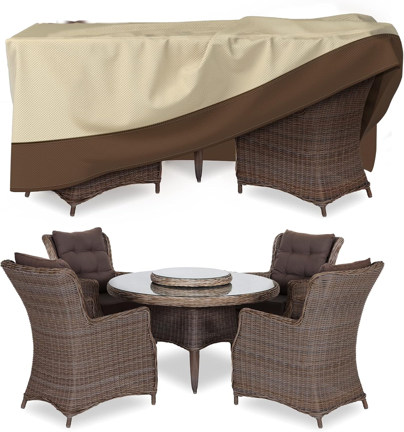 Patio Furniture Covers Waterproof for Dining Table and Chairs, Square Outdoor Furniture Set Cover, Anti-Fade, Tear/Water Resistant Patio Furniture Set Covers, 76"L x 76"W x 28"H