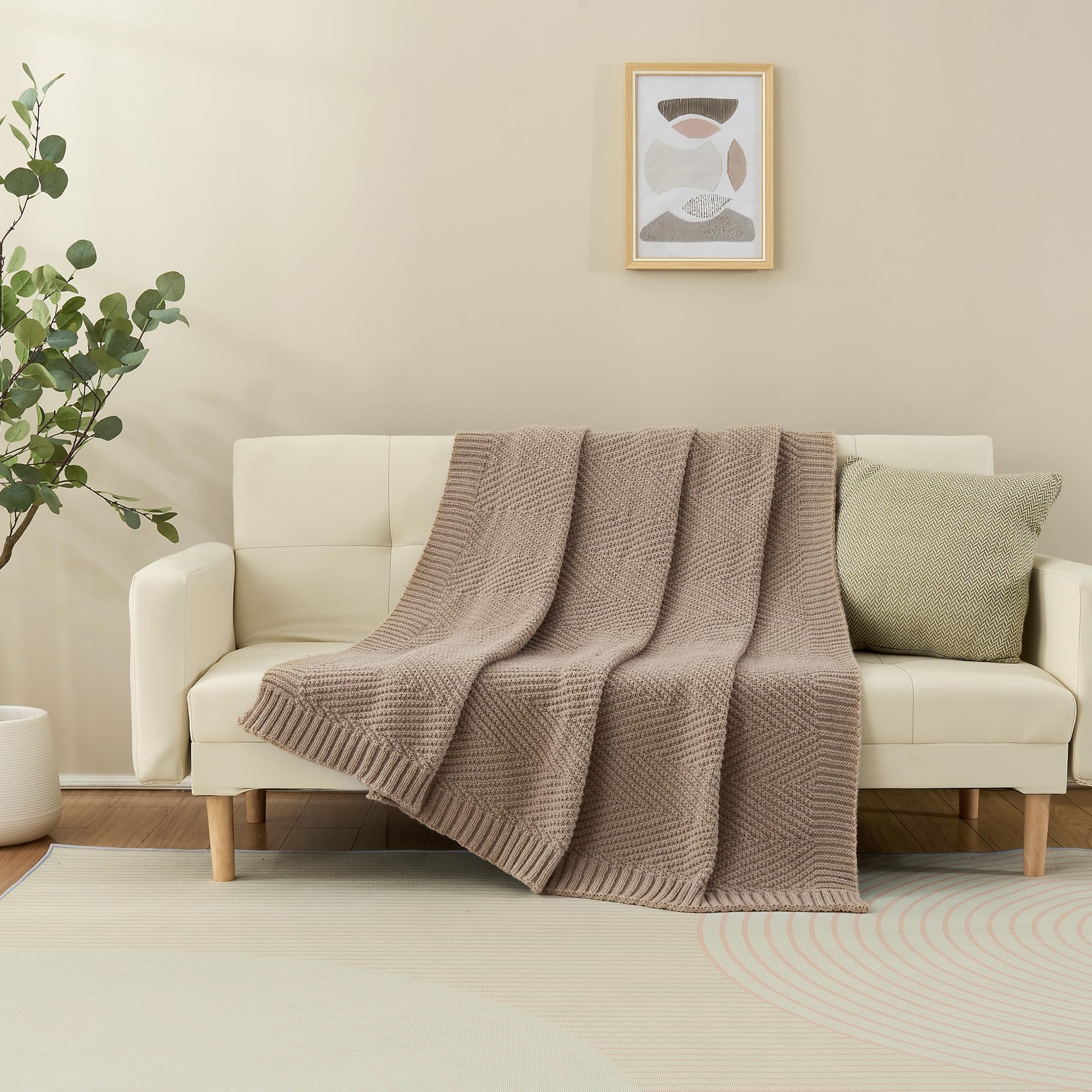 Amazon｜LONG CREATE ニットスローブランケット 60インチ×80インチ