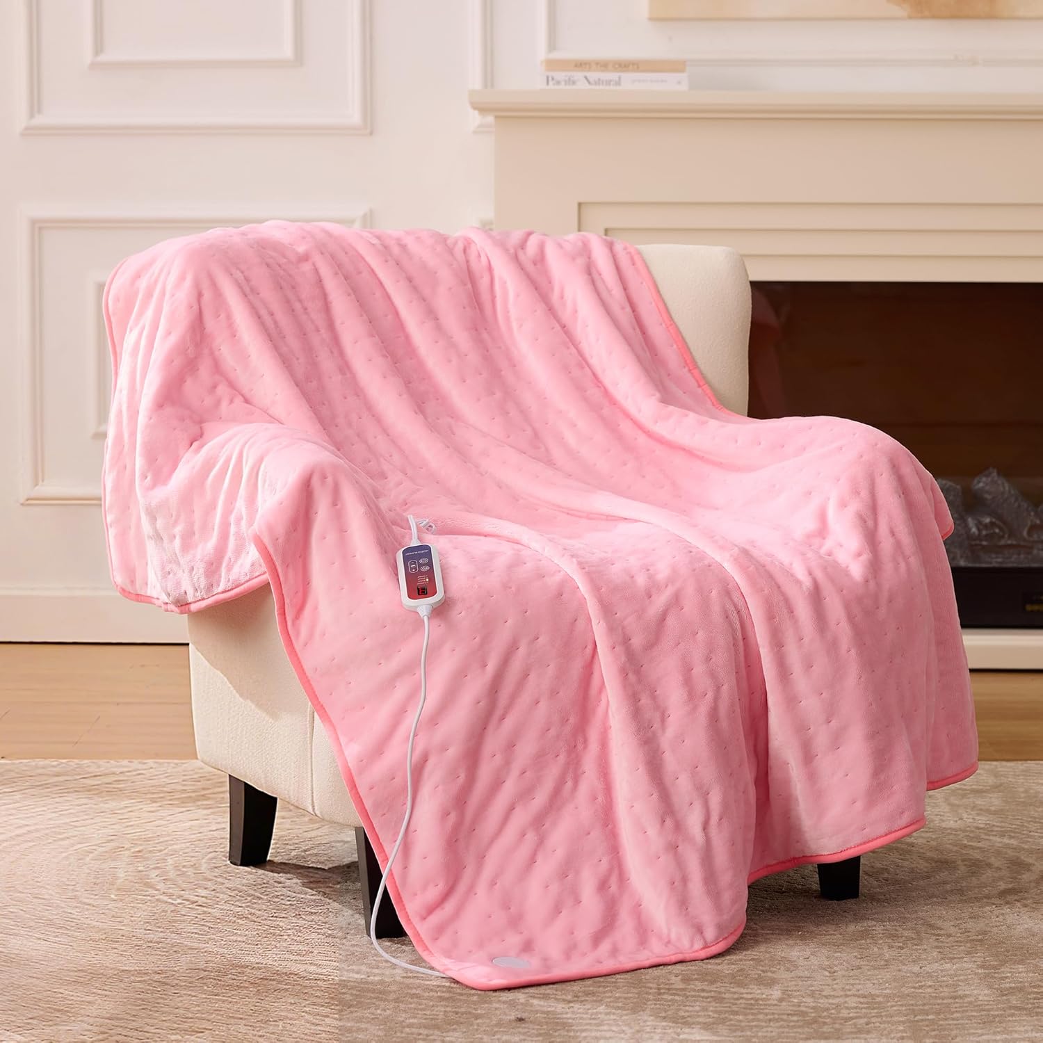 Heated Blanket Electric Throw 50"x60" Throw Size, Electric Blanket with 6 Heating Levels and 1-12 Hours Timer Auto Off, Soft Flannel Fleece Fast Heating Blanket, Overheat Protection, Machine Washable