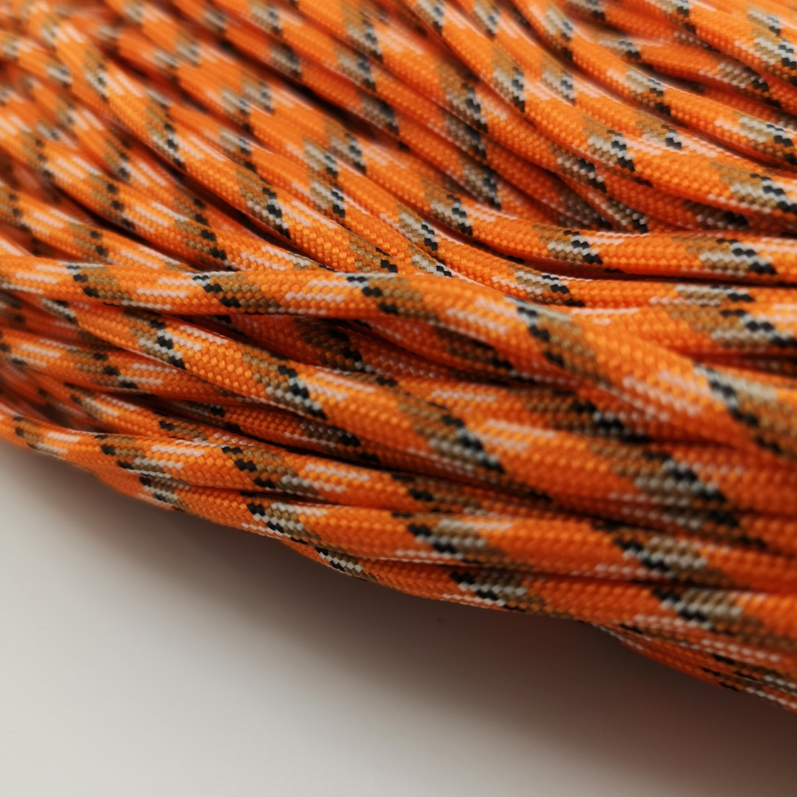 4mm Paracord – Secure Tents, Build Shelters & Handle Emergencies - Heavy-Duty Nylon Cord (Orange camo, 20 meters / 65 ft)