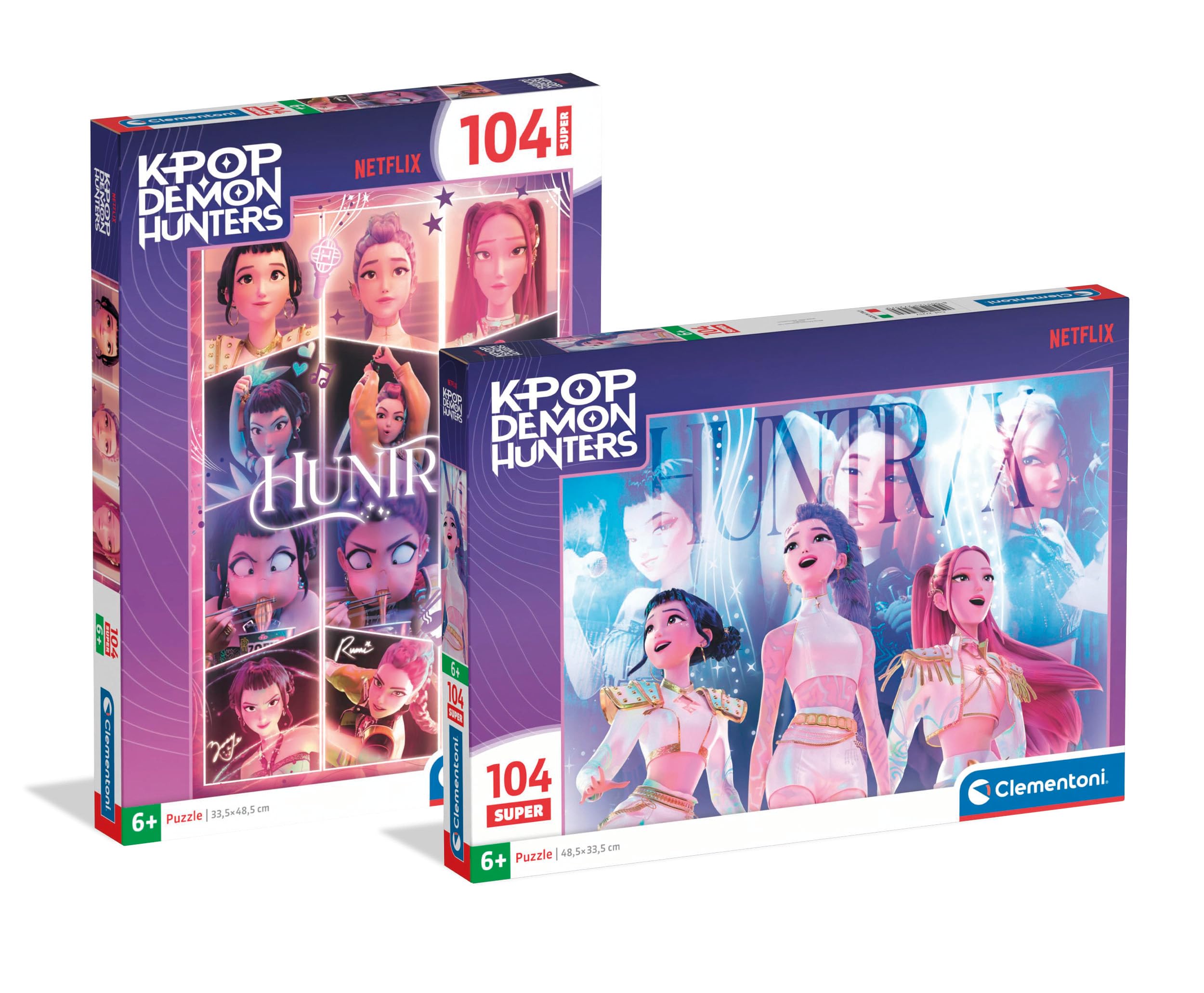 Clementoni KPop Demon Hunters 2x 104 Piece Jigsaw Puzzles for Kids, Ages 6+