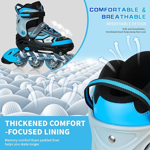 Miniatura 4 de Patines en línea ajustables para niños y adultos, patines al aire libre para principiantes con todas las ruedas iluminadas para niñas, niños