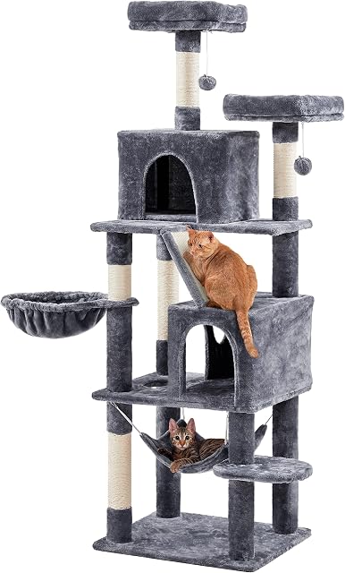 Yaheetech Cat Tree 182cm Tall Cat Tree with Scratching Posts for Indoor Cats, Cat Climber Tower, Dark Grey