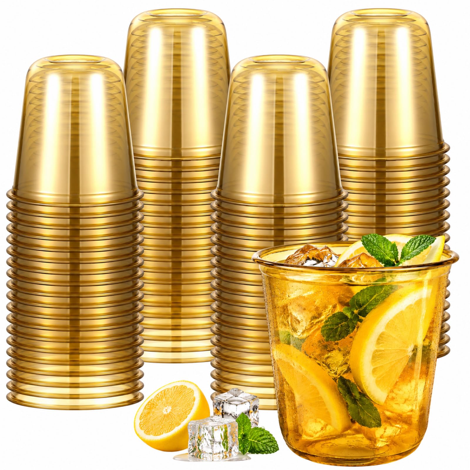 50 Pack 12oz Gold Disposable Stemless Wine Glasses