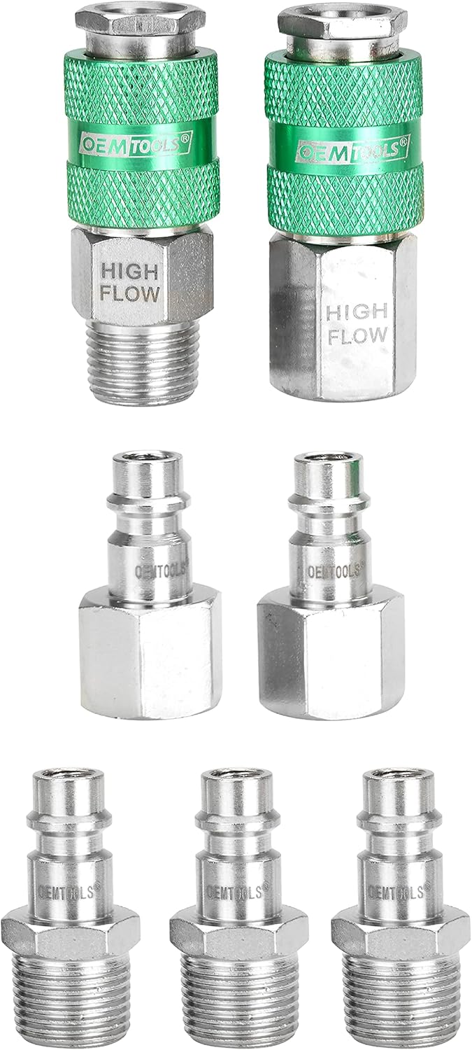 OEMTOOLS 26133 High Flow 7 Piece Coupler and Plug Kit, 1/4