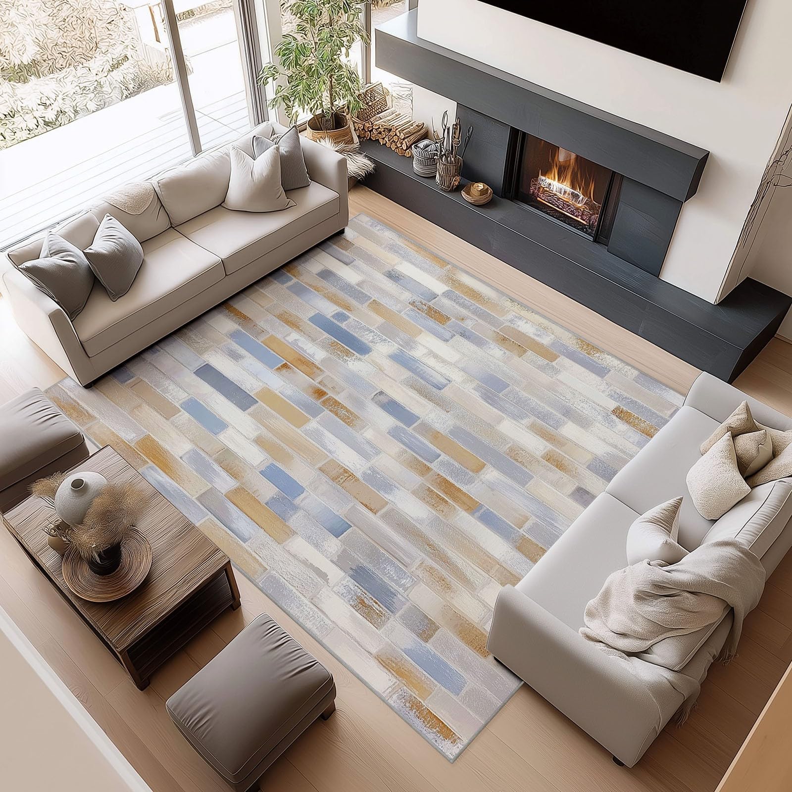 Tapis de salon fin et lavable contre les sols glissants