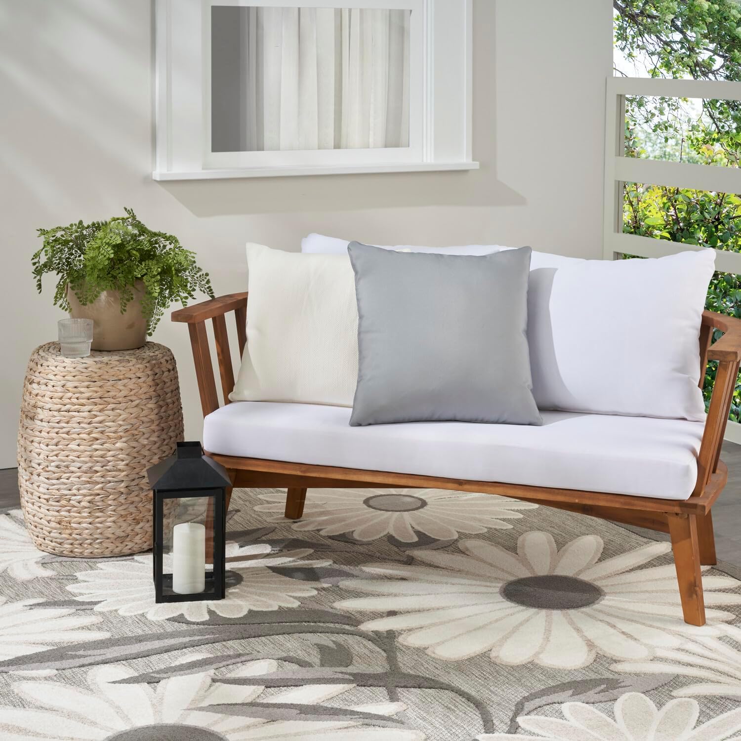 Mina Victory Aloha Indoor/Outdoor Grey 20" x 20" Throw Pillow