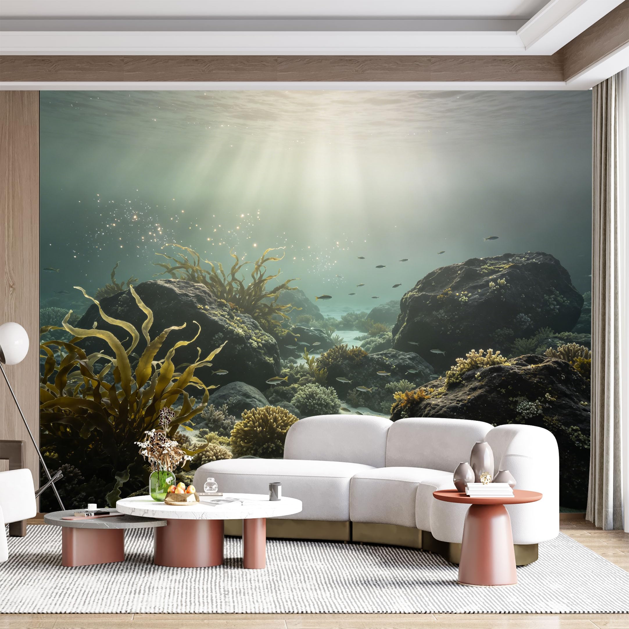 Custom Size Wall Mural Underwater Ocean Marine Seascape Coral Reef Fish Kelp Landscape SelfAdhesive Wall Fabric Removable for Home Office Decor