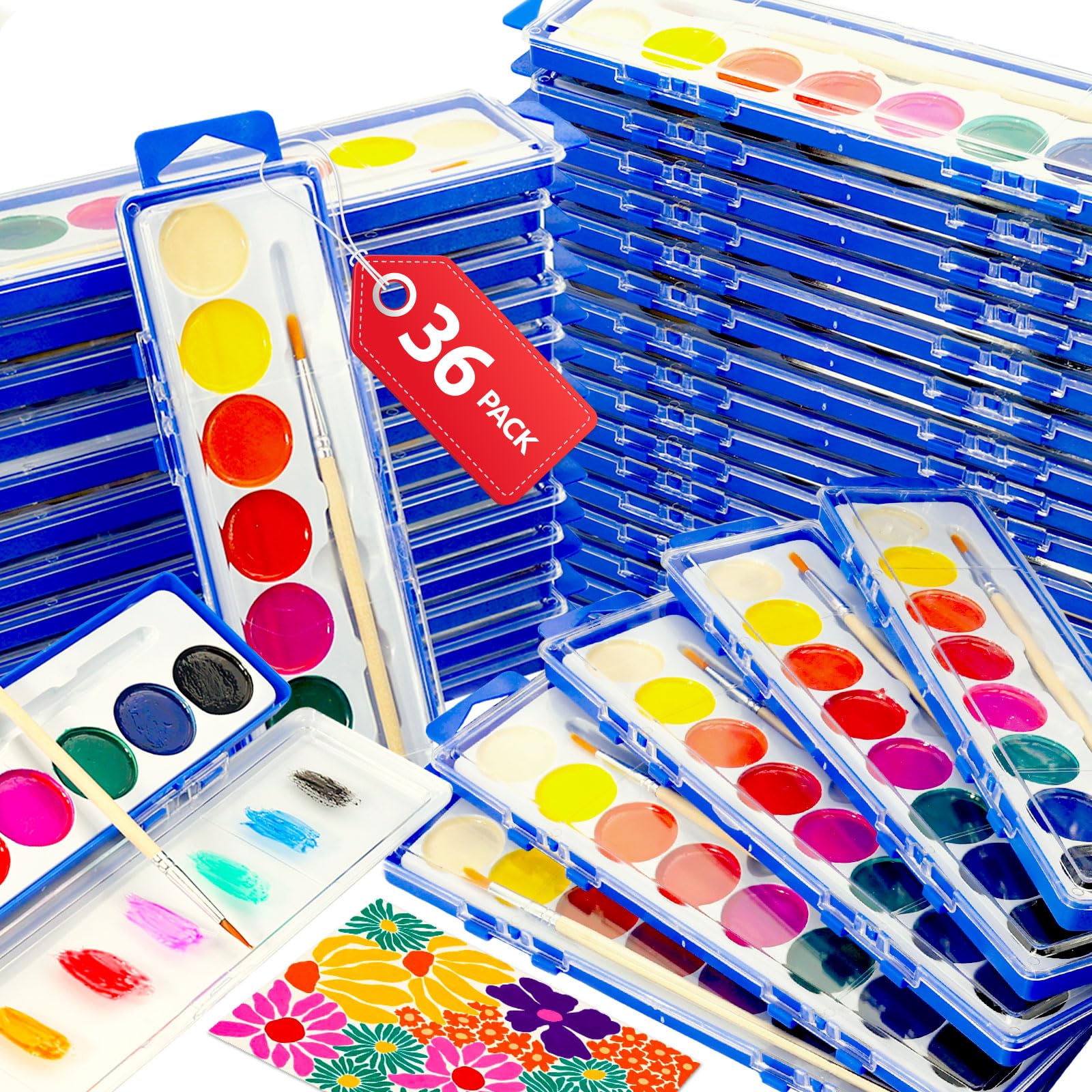 Amazon.co.jp: MuseLuxe 36パック 水彩絵の具セット 子供用 - 8色洗濯