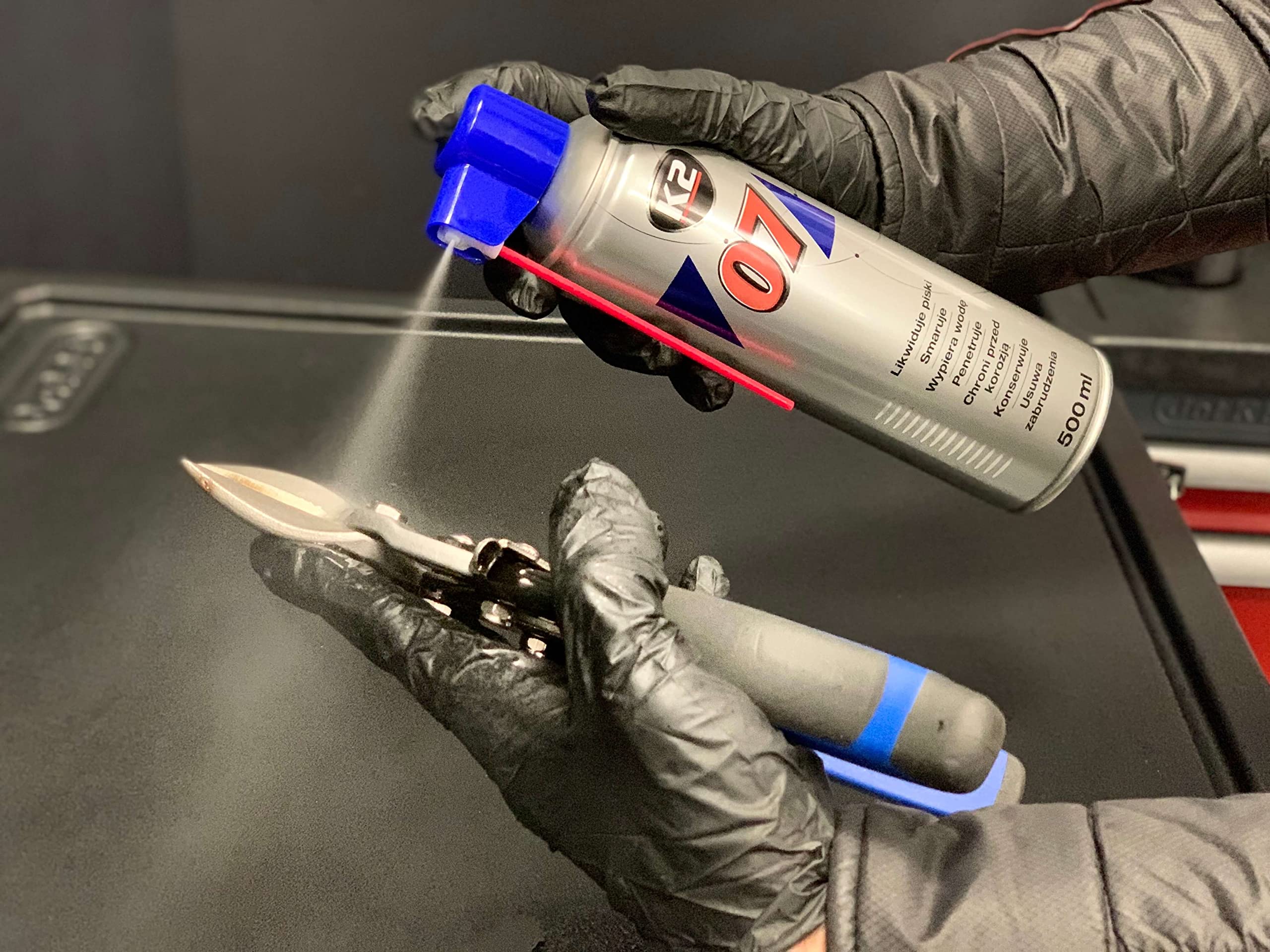 K2 Aceite Lubricante Multifuncional - Grasa para Liberar Conexiones, Piezas Atascadas y Oxidadas - Evita la Formación de Corrosión - Grasa Lubricante Multiusos Spray 500 ml (12)