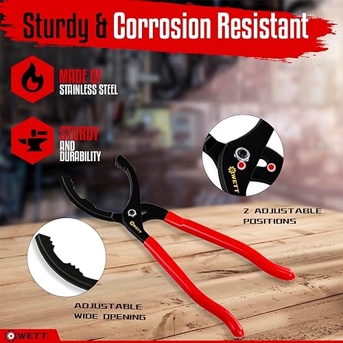 Miniatura 4 de WETT Juego de llaves giratorias para filtro de aceite, herramienta estándar de extracción de filtro de aceite de 5 piezas, con alicates de filtro de