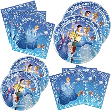 40Pack Cinderella Party Supplies include 20 plates, 20 napkinsfor Cinderella birthday party decoration, YRY