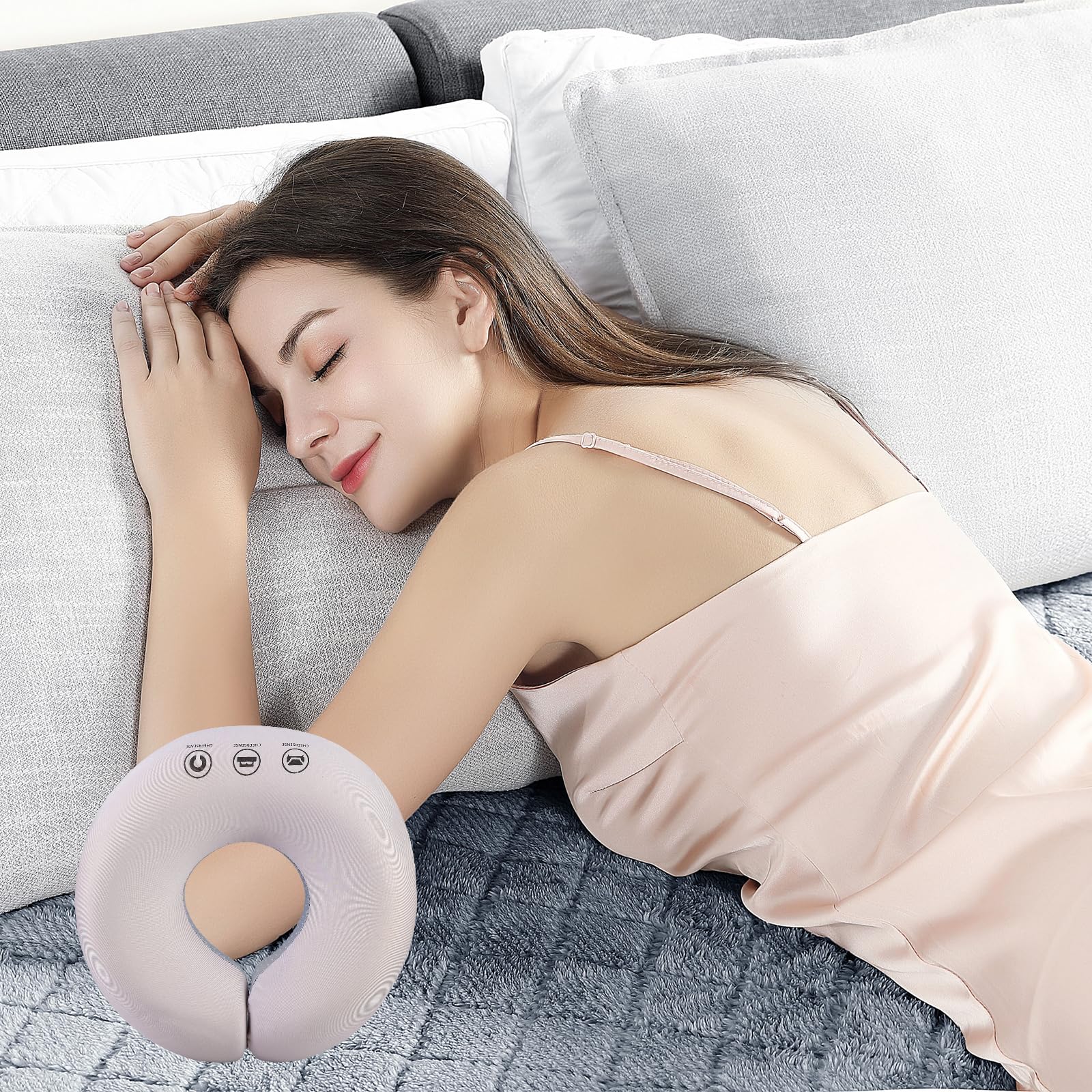 Cojín facial para masaje, reposacabezas para la cama, cojín facial para camilla de masaje, masaje en forma de U, cojín facial para spa salón de masaje, cama de tratamiento, color gris