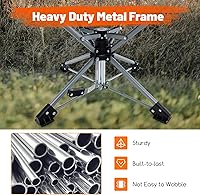 Vista 6 de Goplus Silla de caza giratoria de 360°, silla ciega plegable para adultos con portavasos y bolsa de transporte, sillas de camping ligeras