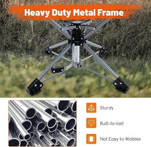 Miniatura 6 de Goplus Silla de caza giratoria de 360, silla ciega plegable para adultos con portavasos y bolsa de transporte, sillas de camping ligeras y