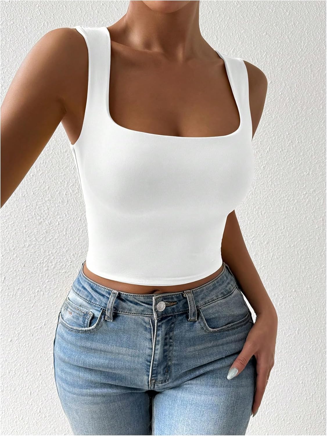 Floerns Women's Casual Sleeveless Tank Top Square Neck Basic Going Out Camisole - Image 2